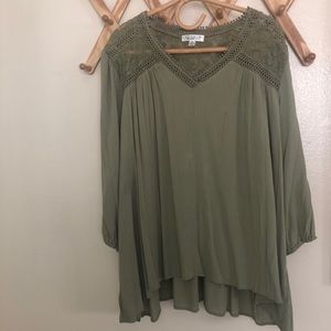 Studio JP Woman’s Army Green Lace Blouse 2X